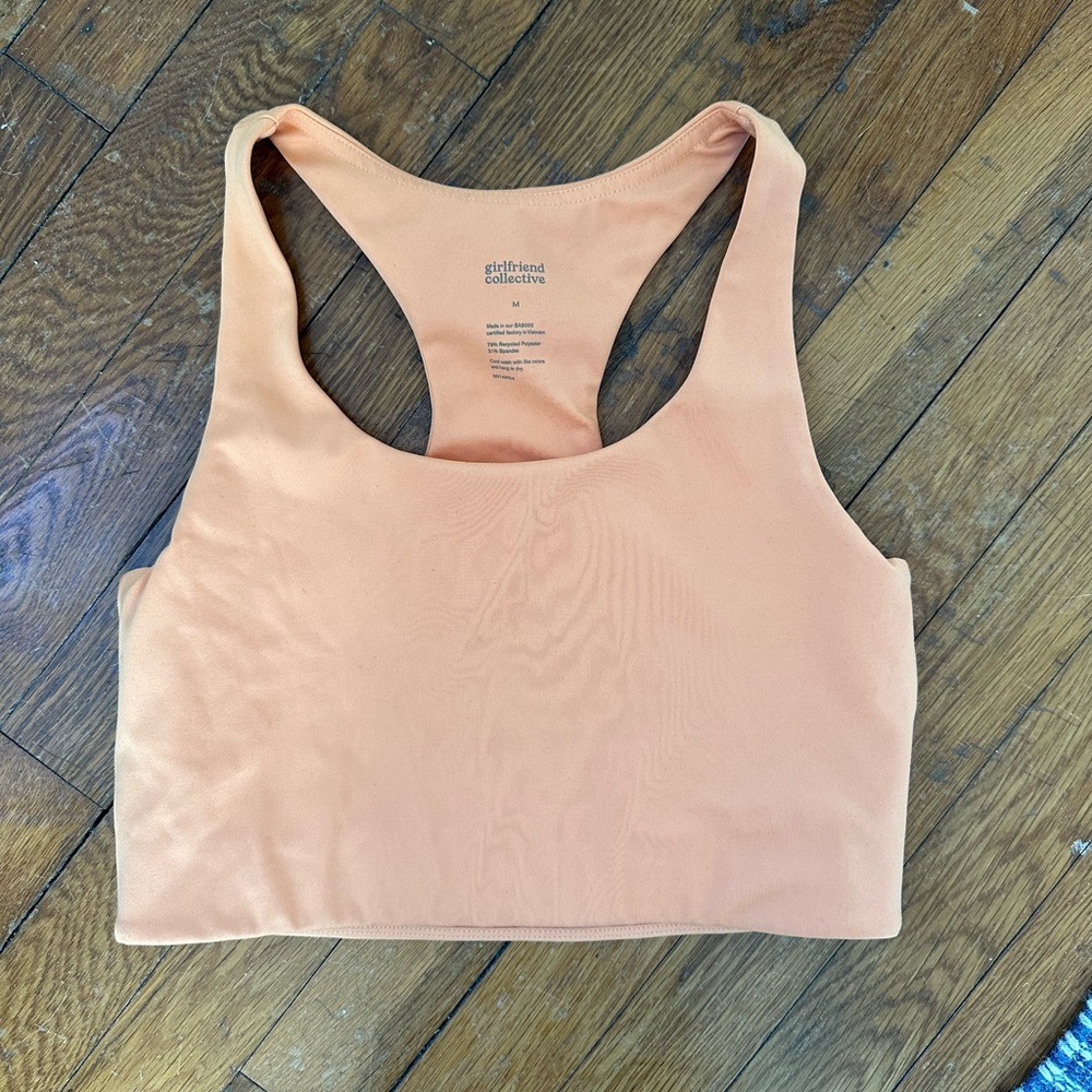 Orange girlfriend collective sports bra size M
